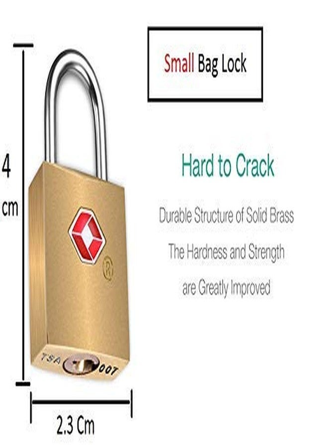 KANABEE قفل نحاسي صغير من كانابي - عبوة من قطعتين - معتمد من إدارة أمن النقل الأمريكية (TSA) مع مفاتيح، أقفال دولية لحقائب السفر (ذهبي) - Image 3